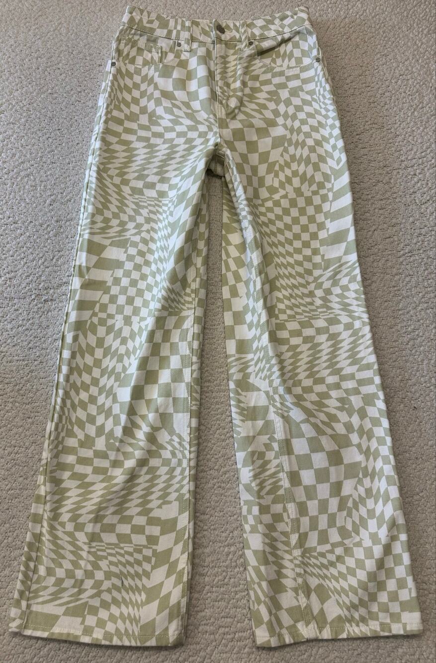 RSQ Womens Wavy Check Wide Leg Jeans Size 27